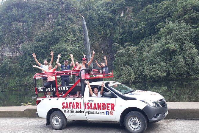 Crossing Island of Tahiti 4x4 Mountain, Waterfall, River, Basins - The open-air 4x4 sets the tone