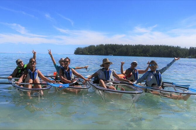 Eco guided excursion to the lagoon of Moorea in transparent kayak 1/2 day morning - Aquatic walking between the two motus