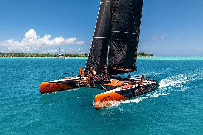 LUXURY Catamaran Bora Bora : Sailing, Snorkeling & Floating Bar - Sailing past Mount Otemanu and Bora Bora’s lagoon