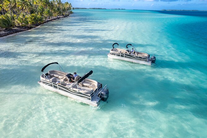 Toa Boat Bora Bora Private Lagoon tour On Majestic Pontoon Boat - Drinks and fruit, with an important warning