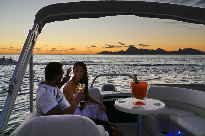 Toa Boat Bora Bora Private Sunset On Majestic Pontoon Boat - Watching Bora Bora from the lagoon