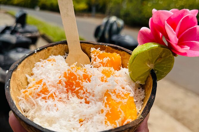 Trip to the heart of Tahaa Safari Mountains in Quad / ATV - Fruit, frozen coconut, and a gentle finish